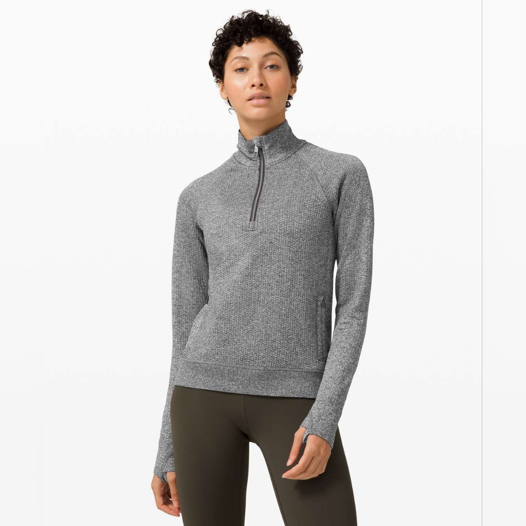 Lululemon Engineered Warmth Half Zip In Graphite Grey / White